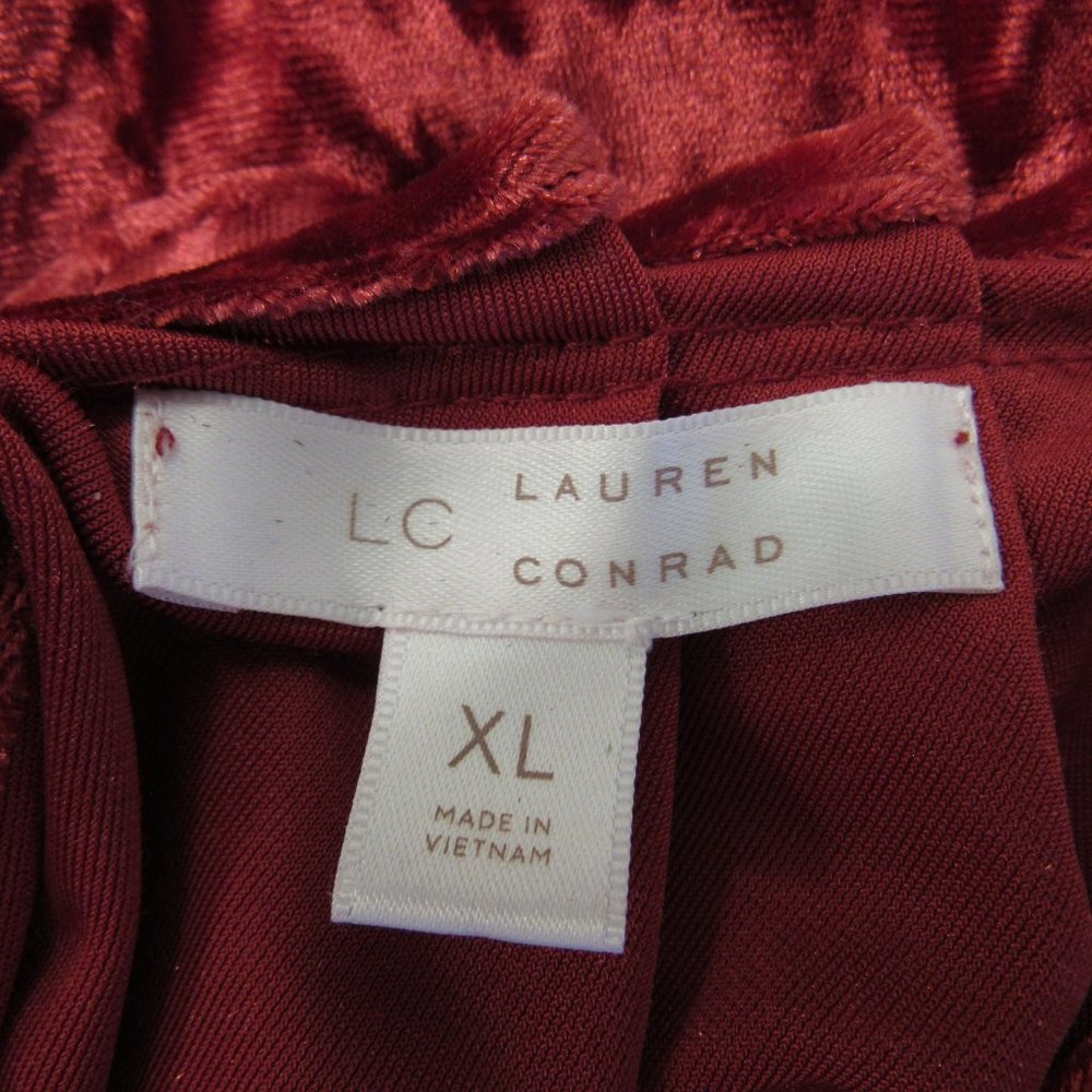 LC Lauren Conrad Top Sz XL Red Velvet Cap Sleeve - Picture 10 of 12